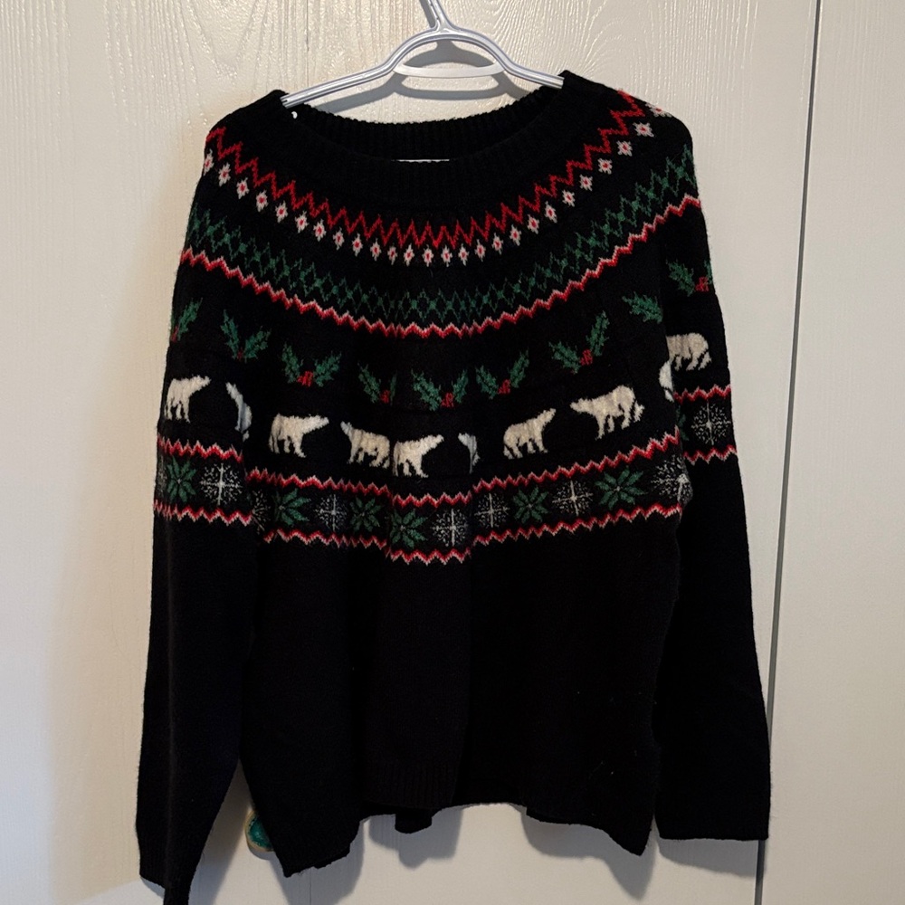 H&M Festive Black Sweater with Polar Bear Design